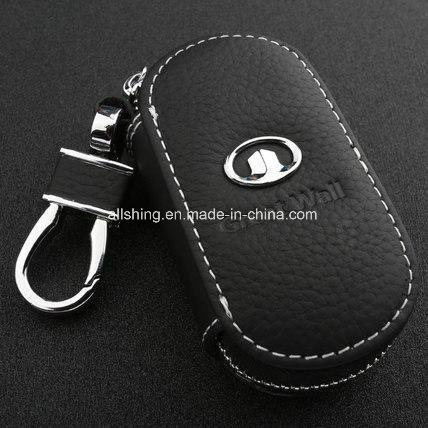 Leather Key Wallet -Premium Zipper Genuine Leather Car Keychain for Benz