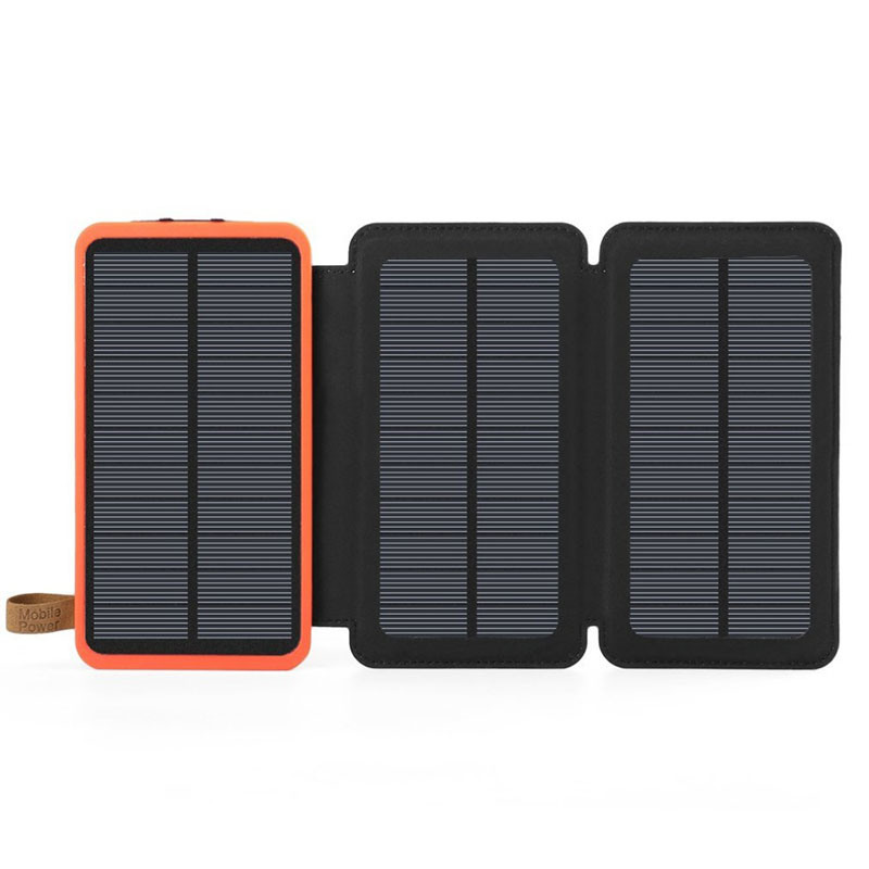 Solar Power Bank Waterproof Mobile Power Doubled Fold Portable Charger Power with Camping Light