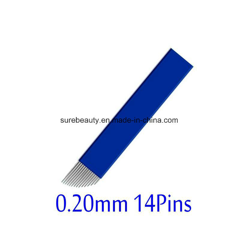 Facotry Sale Permanent Makeup Needles Eyebrow Microblading Manual Bevel Blades Blue 7 Pins-18pins for Tattoo Machine and Pen