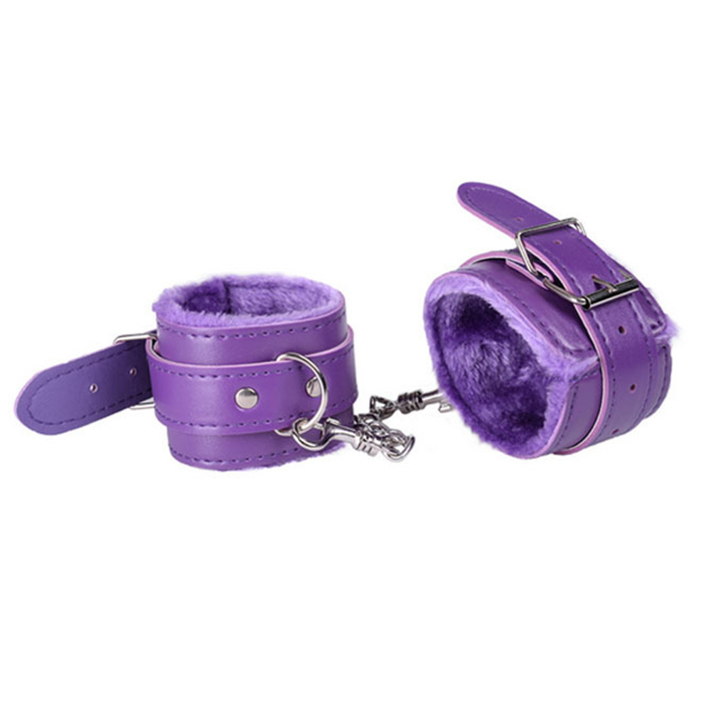 Sexy Adjustable PU Leather Plush Handcuff Ankle Cuff Restraints Bondage Sex Toy Restraints Sex Bondage Exotic Accessories