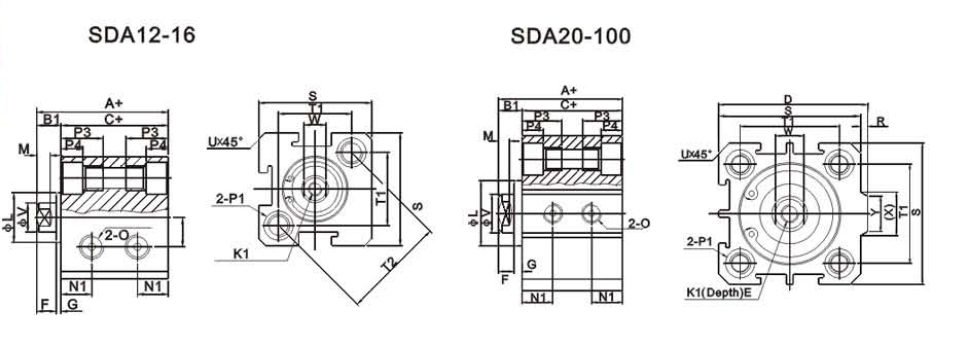 Pneumatic Air Mini Cylinder (SDA series)