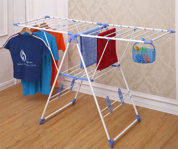 Portable Folding Powder Coated White Tube Clothes Drying Rack (JP-CR109PS)