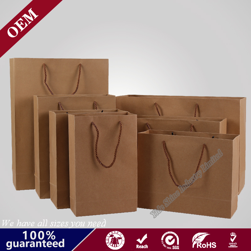 Chinese Wholesale Cheap Luxury Shopping Kraft Paper Bag with Logos