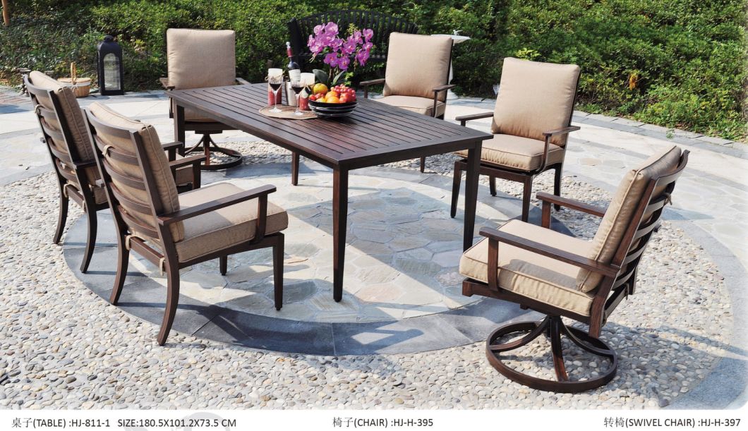 Europe Style Patio Furniture Cast Aluminum Sofa Outdoor Dining Table