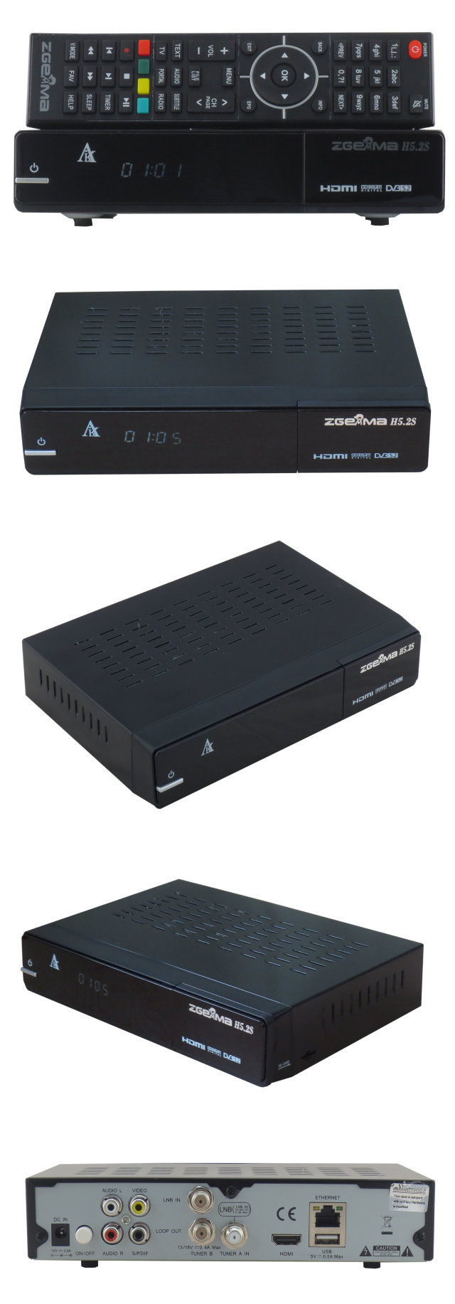 New H. 265 Hevc Satellite Receiver Zgemma H5.2s with Twin DVB-S2 Tuners