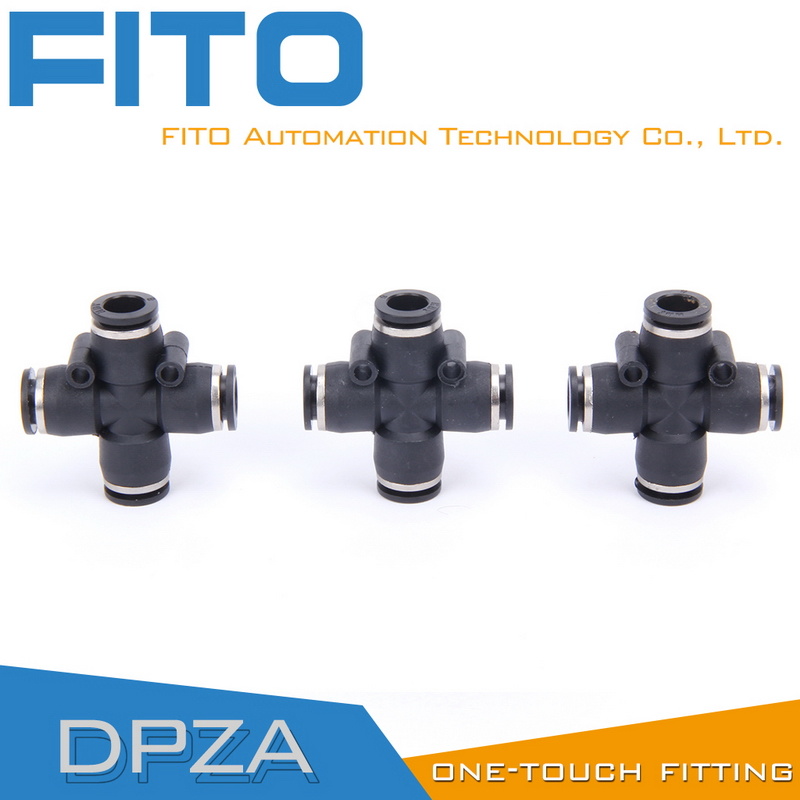 Cross 4-Way Pneumatic Cylinder Valve Fitting