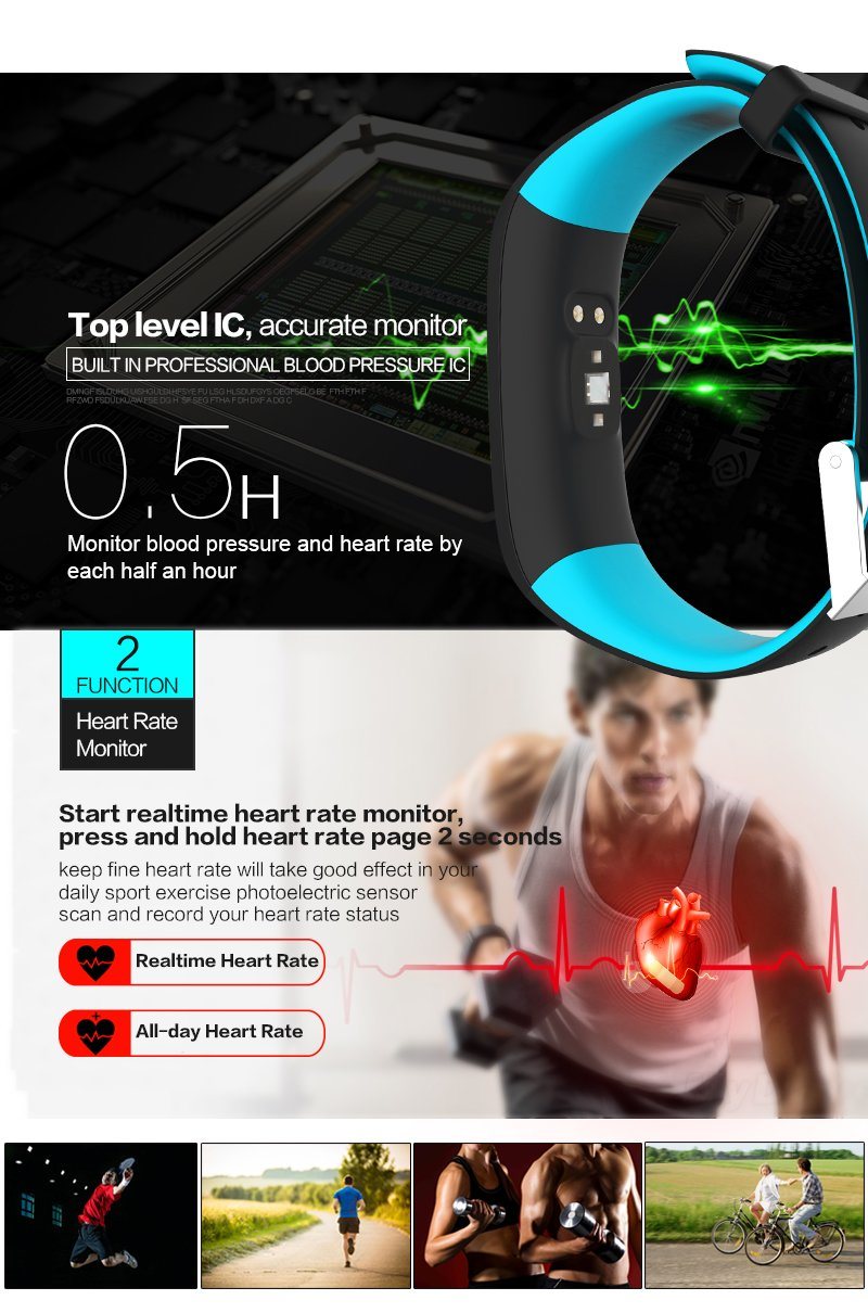 Smart OLED Display Blood Pressure Heart Rate Monitor Bracelet