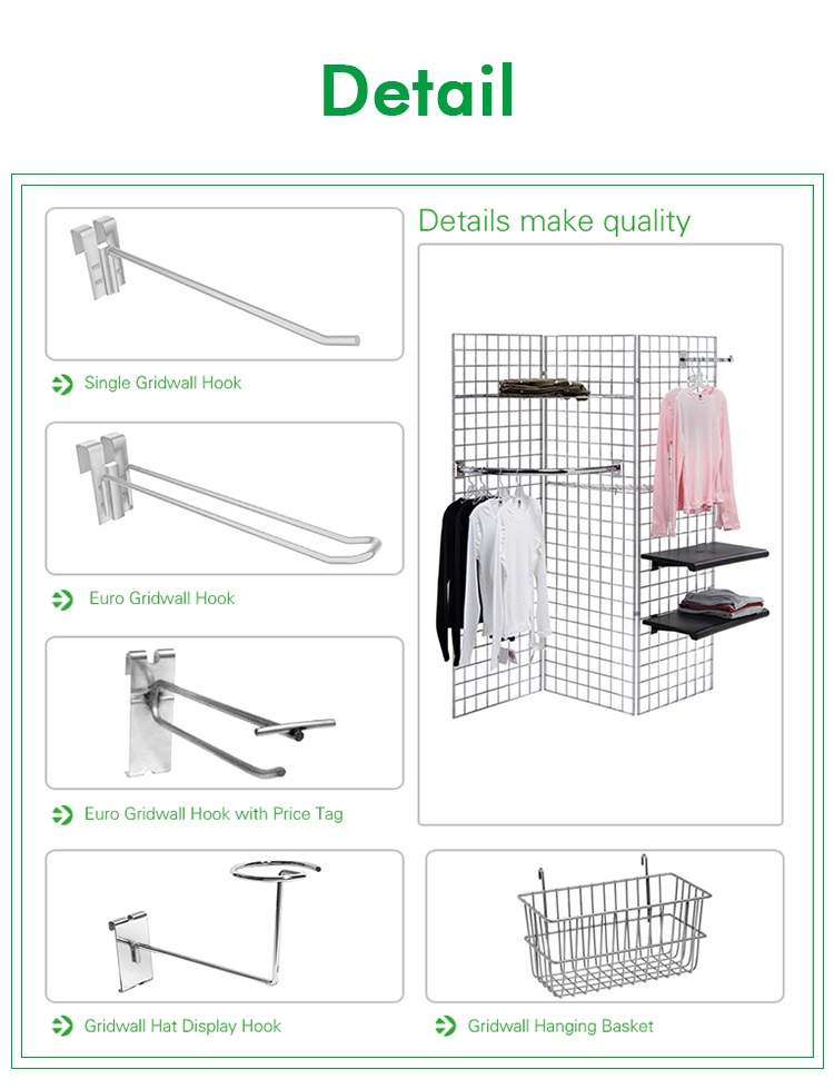 Shop Fittings Powder Coated Display Hanging Euro Hooks