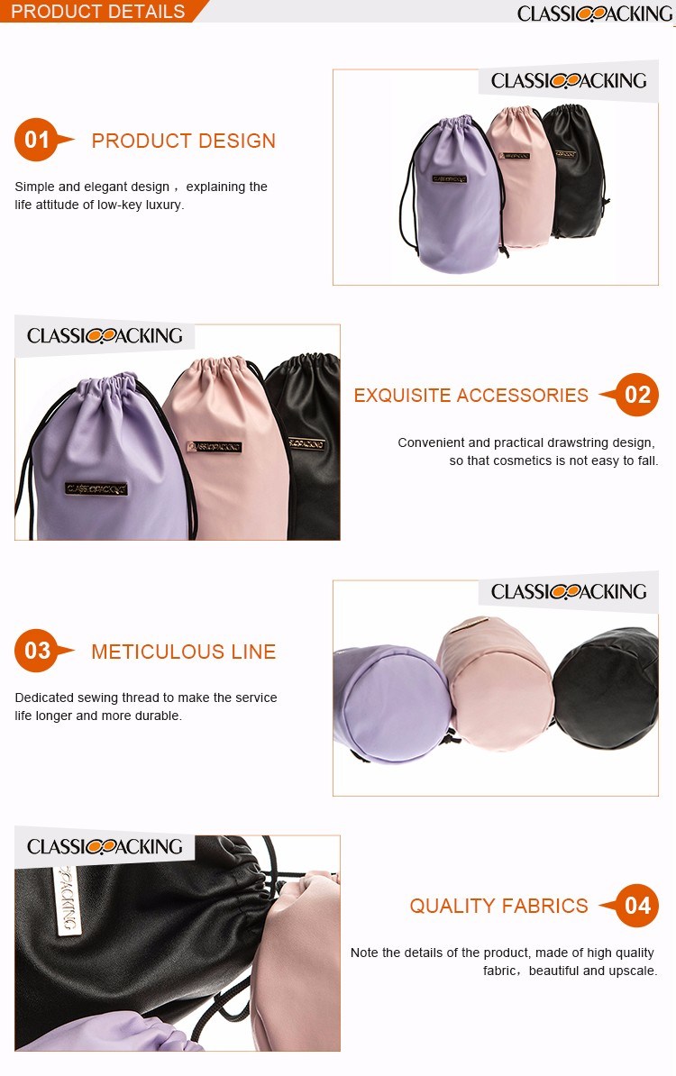 Classic Packing Wholesale High Quality Storage Durable Bag PU Cloth Cosmetic Bags Tote Bag with String Top