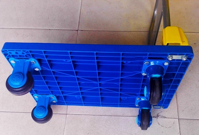 150kg Blue Noiseless Platform Hand Truck Folding Plastic Trolley