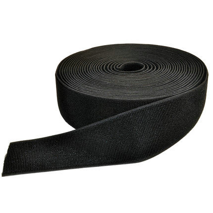 Nylon Black Elastic Loop Fastener Tape with High Stretch Hook and Loop