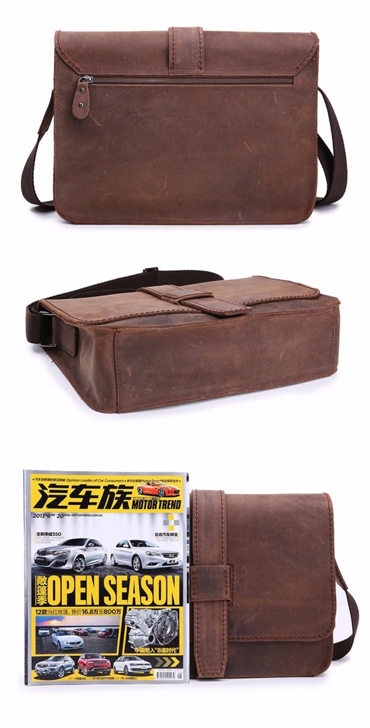 Hot Selling Good Quality Brown Crazy Horse Leather Bag Messenger for Men