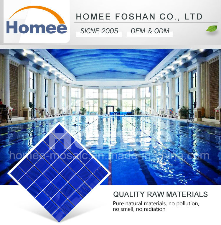 Popular OEM Pure Blue Waterproof Swimming Pool Tile Mosaic