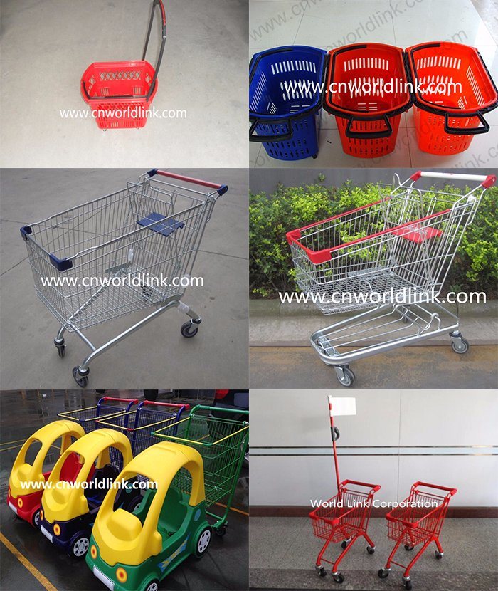 2 Wheels Plastic Folding Cart Supermarket or Shopping Trolley for Sale