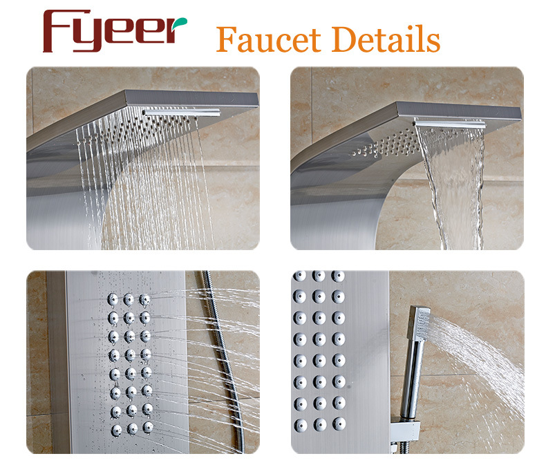 Fyeer Mirror Finishing Wholesale Rainfall Shower Panel with Different Function