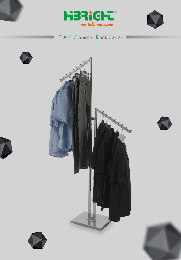 Two Way Metal Clothes Display Rack Garment Racks