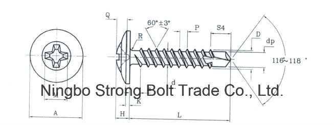 C1022 Steel Harden Self Drilling Screws Hex Washer Head with Bonded Washer (Metal/EPDM OD 16mm) Bsd #3 12-14X1 PT Drill with Zinc Plated