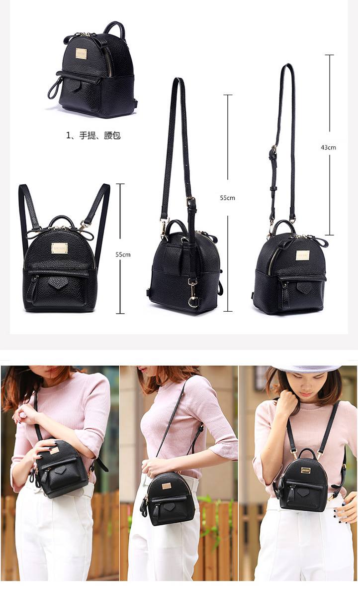 Korean Style Mini Ladies Two Shoulders Backpack with Dual Purpose