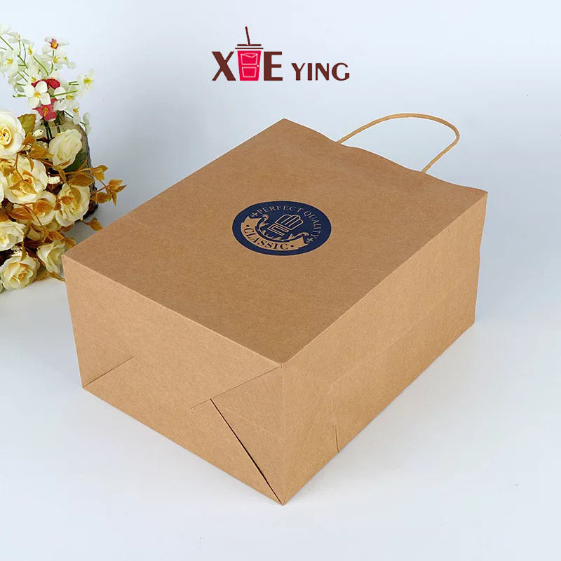 Manufacturer Customized Logo Design Recyclable Packing Black Color Kraft Paper Bag with Twisted Handle