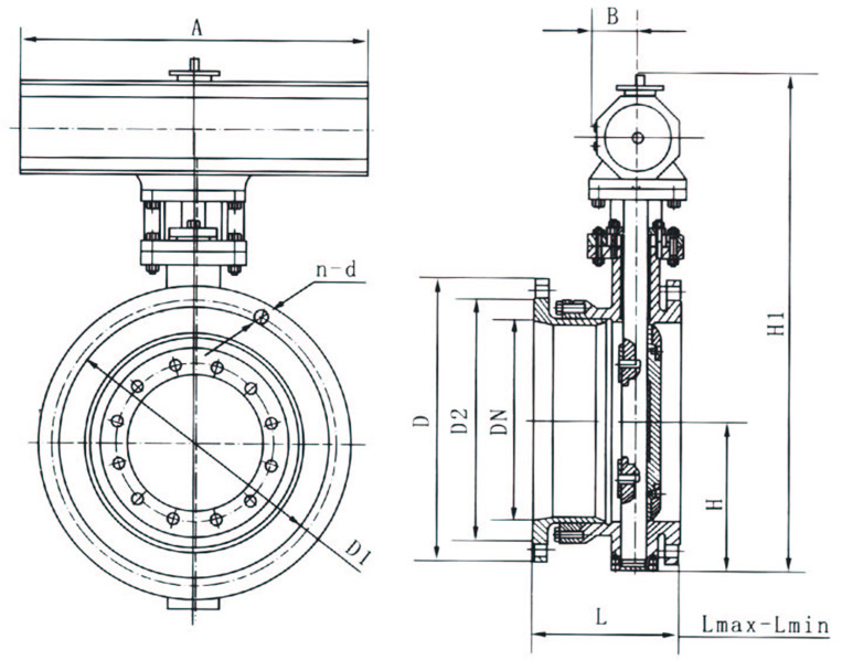 Pneumatic Actuator Wafer Type Single Double Flanged Cast Iron Butterfly Valve Stainless Steel