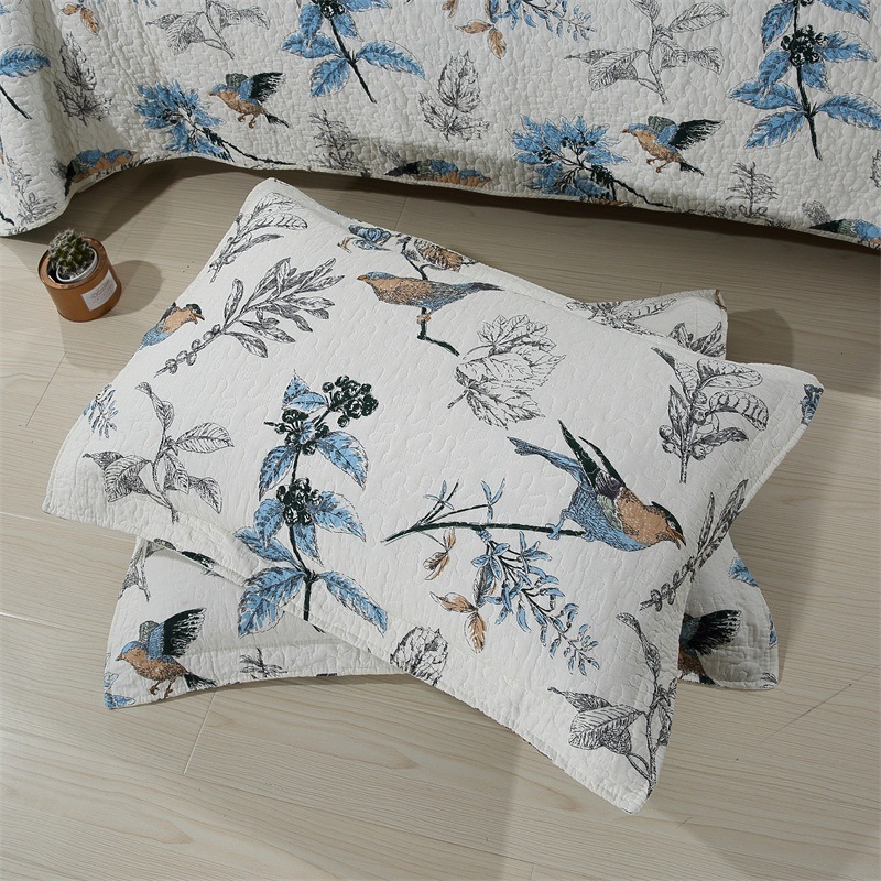 100% Cotton Bird Printed Bedspread Home Bedding Set