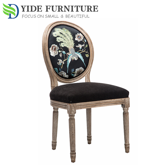 Embroider Antique Wooden Recliner Make up Artist Dining Chair