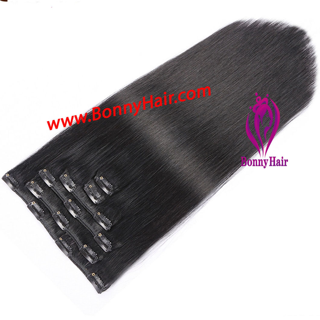 Brazilian Virgin Human Hair Clip in Hair Extension 6pieces/Set Human Hair Extension