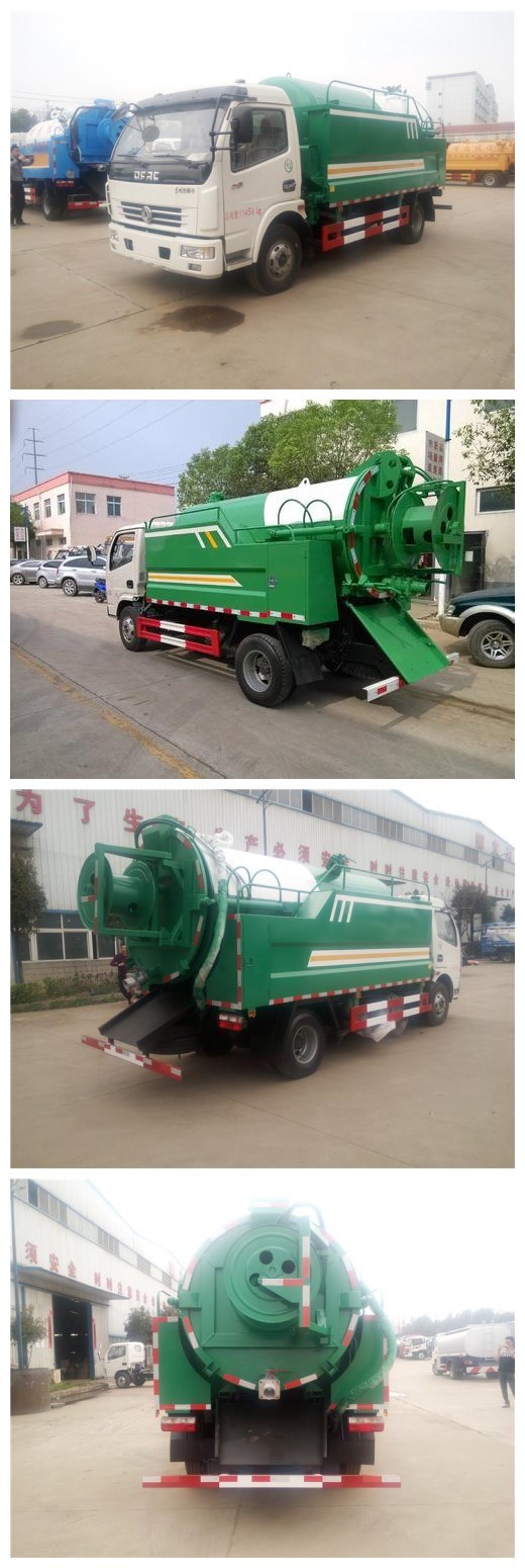 Dongfeng 8000L Jetting and Flushing Vacuum Truck 3000L Water Tank and 5000L Sewage Tank