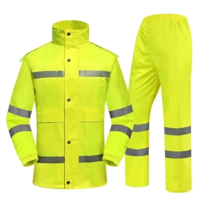 High Visibility 3m Rain Coat with 300d Oxford Fabric