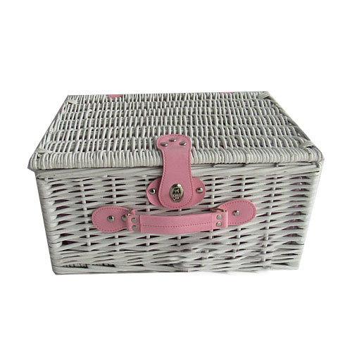 2-Person Newest Pink Wicker Picnic Basket