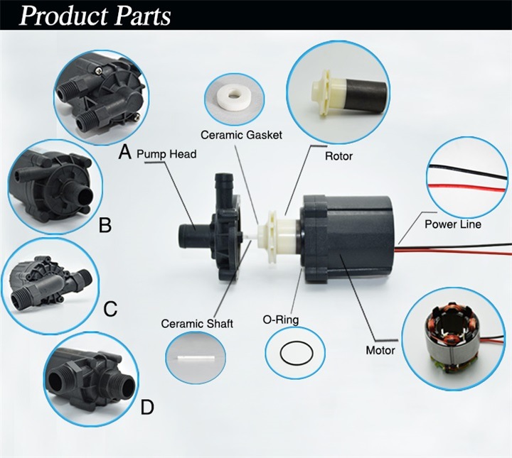 Brushless 12V DC Motor Pump with Water Flow 500lph