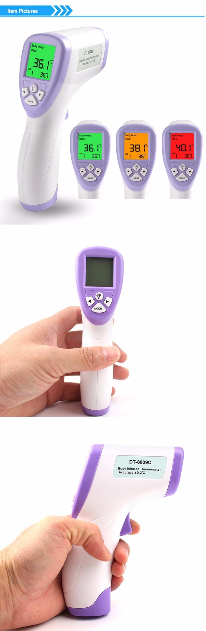 Non Contact Infrared Digital Forehead Thermometer for Baby Temperature Measuring Gun