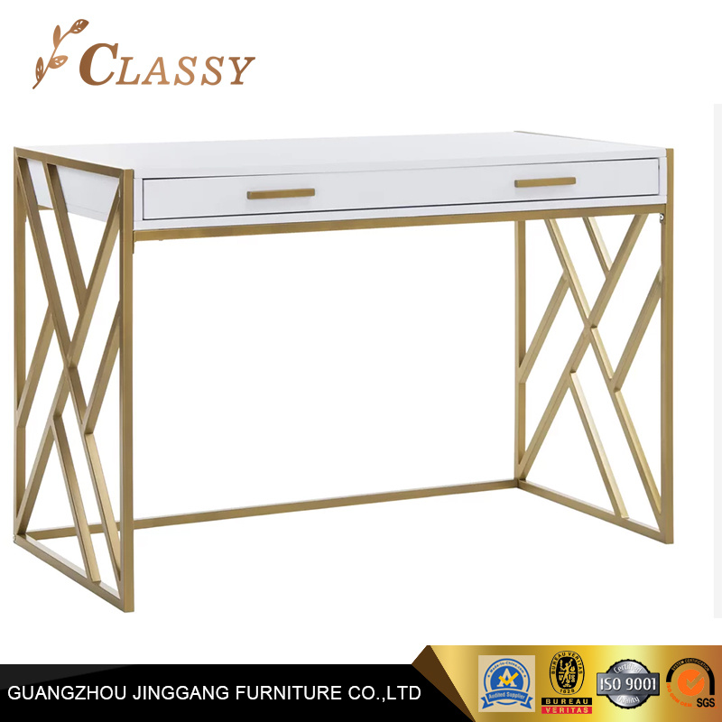 Modern Design Writing Office Desk with Golden Base for Sale