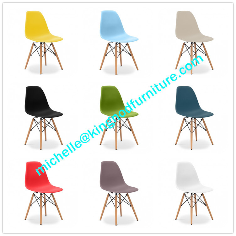 Cheap Wooden Leg Chair Plastic PP ABS Colorful Dining Chair Eames Dsw Dar Chair