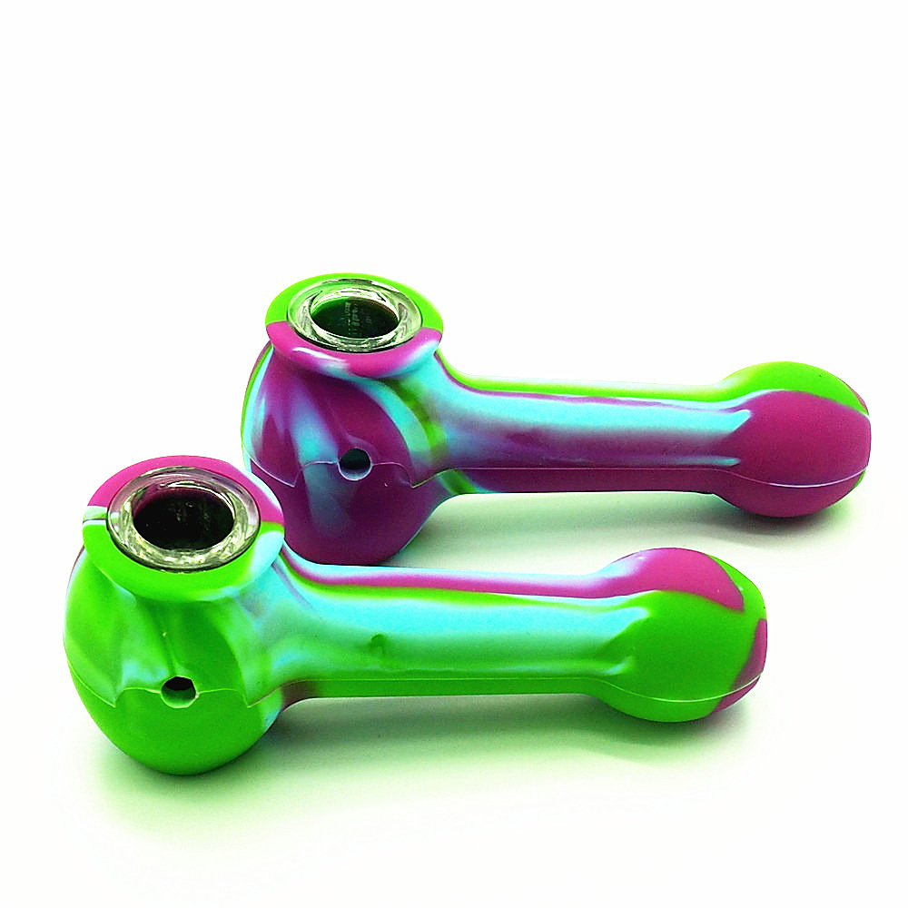 Foldable Silicone Water Pipe Glass Pipe Smoking Oil Concentrate Metal Plastic Pipe Colorful