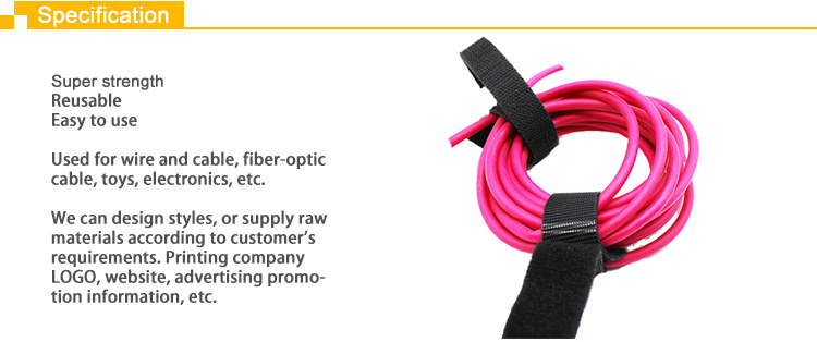 Adjustable Elastic Cable Tie/Hook and Loop Tape/ Nylon Elastic Hok and Loop Tape