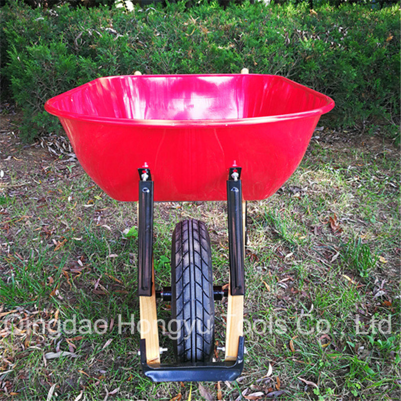 Metal Tray Wood Handle Wheel Barrow