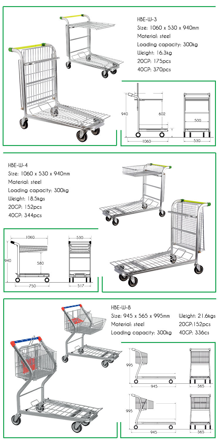 Heavy Duty Warehouse U Boat Platform Hand Cart