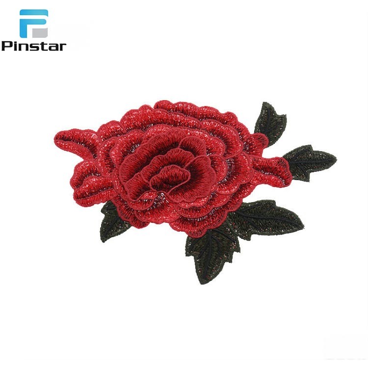 China Manufacturer Custom Design Rose Embroidered Patches