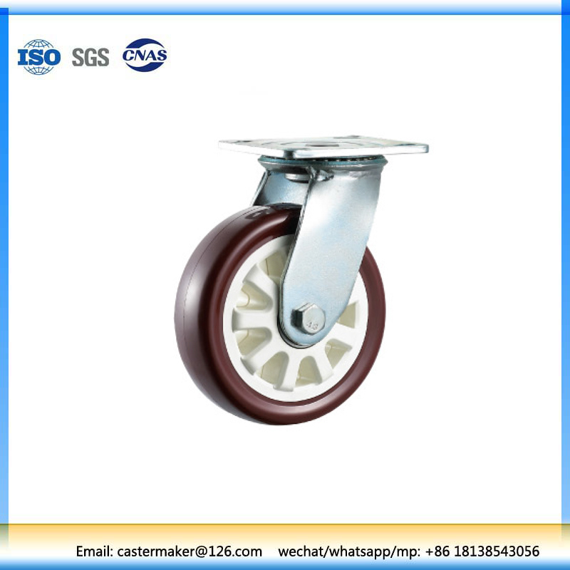 Heavy Duty Swivel Solid Double Ball Bearing Flat PU Caster