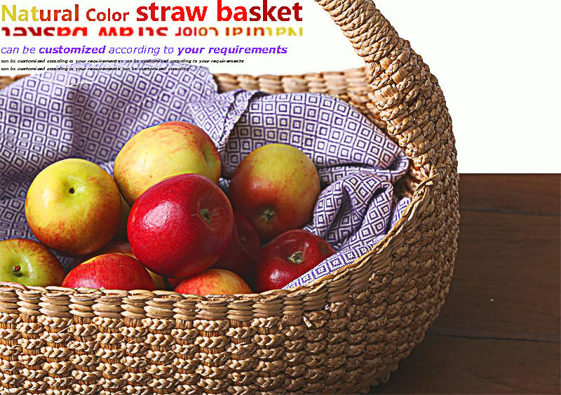 Art Work Straw Basket with Straw Plaiting