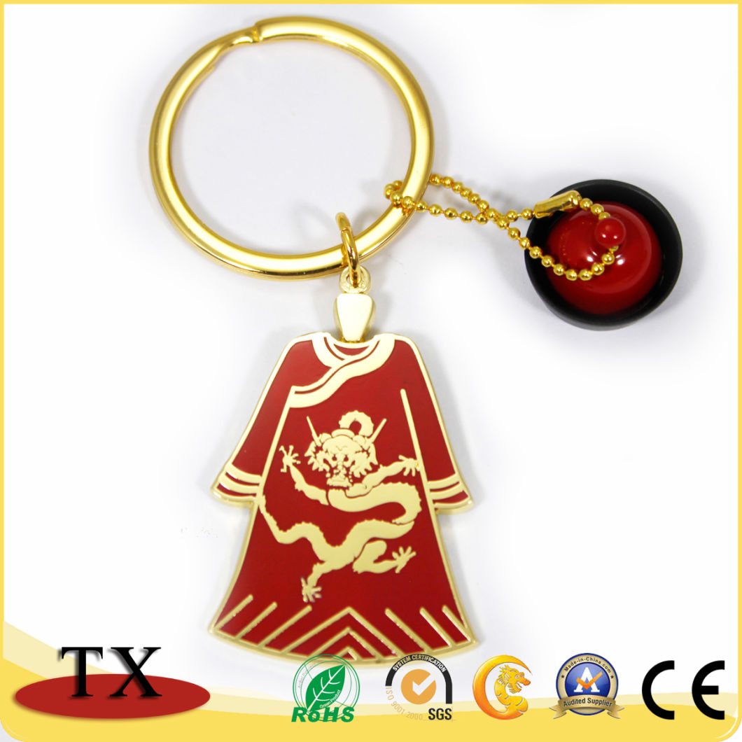 Custom Metal Tang Suit Clothes Key Chain with Cap
