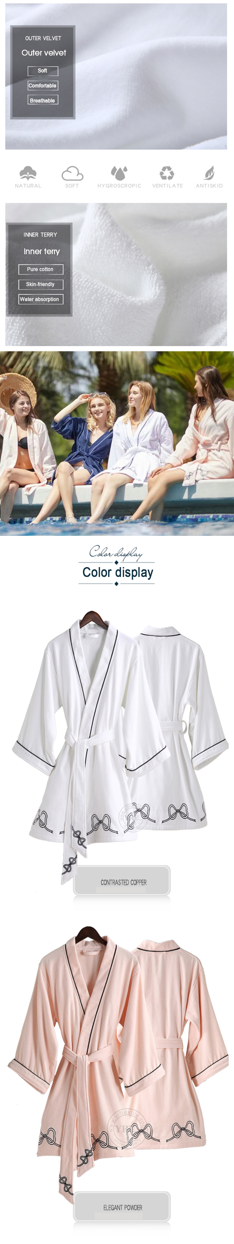 Wholesale and Custom 100% Cotton Velour 5 Stars Hotel Bathrobe