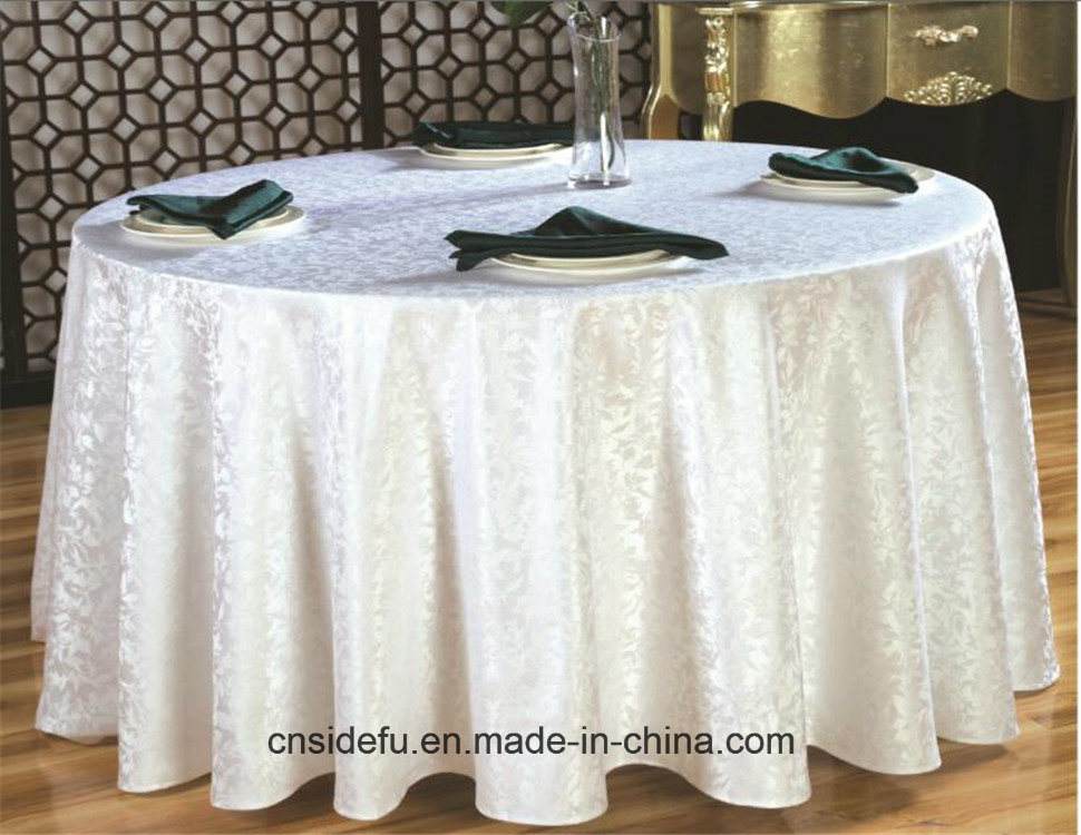 Hotel Damask Custom Jacquard White Wedding Round Table Cloth