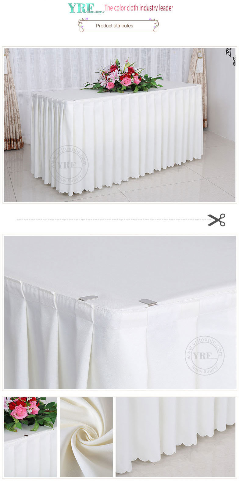 Luxury White Rectangle Table Skirt