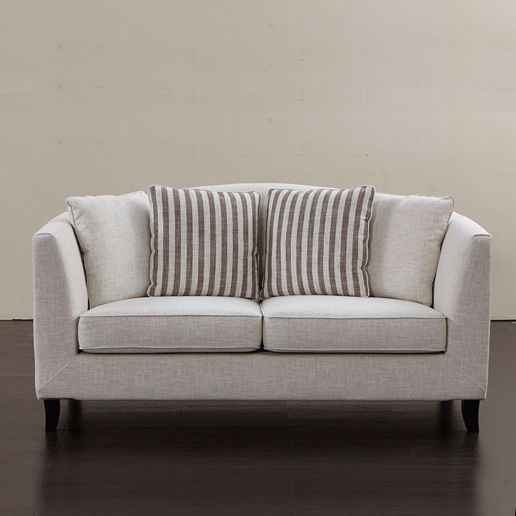 Modern Beige Three Seat Fabric Sofa for Living Room Furniture