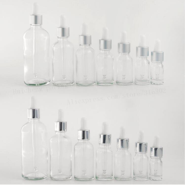 1/2oz Clear Glass Dropper Bottles 1oz Transparent Oil Glass Piepette Dropper Container 5ml 10ml 20ml 30ml 50ml 100ml