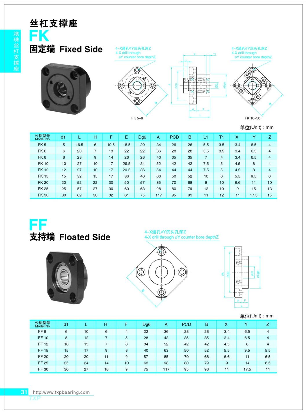 Ek/Ef Type Bearing Housing for Ball Screw