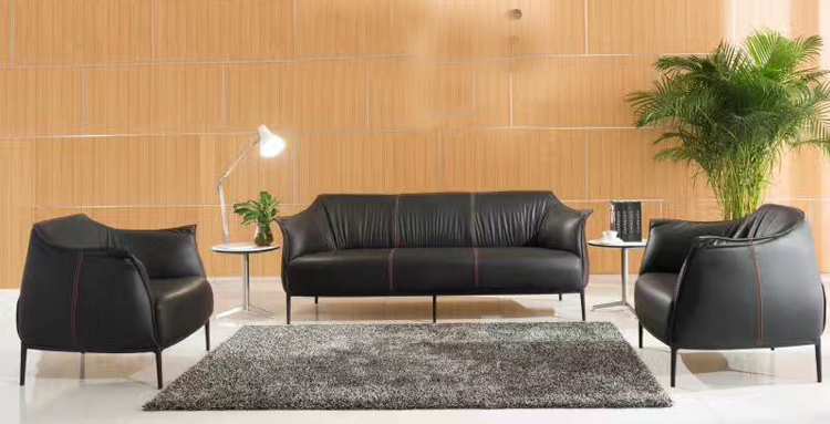 Fashion Design of Black Reception Sofa with Black Metal Feet