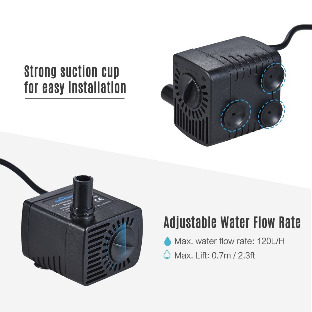 Mini DC 5V Quiet Motor Submersible Brushless Water Pump for Small Fountain